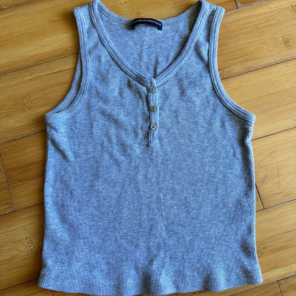 Brandy Melville Blue Ribbed Sleeveless Tank Top